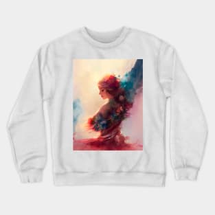 Vibrant Angelic Beautiful Young Woman Color Smear Abstract Crewneck Sweatshirt